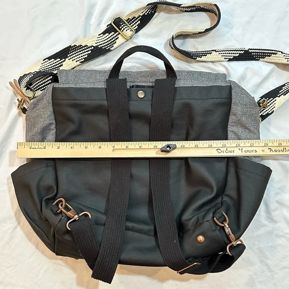 Petunia Pickle Bottom boxy backpack diaper bag graphite/black gingham strap